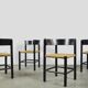 Fritz hansen / scandinavian papercord dining chairs (4) / mogens lassen / denmark 1960s