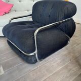 Chauffeuse velour et chrome style Gianfranco Frattini