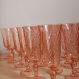 20 pink glass champagne flutes