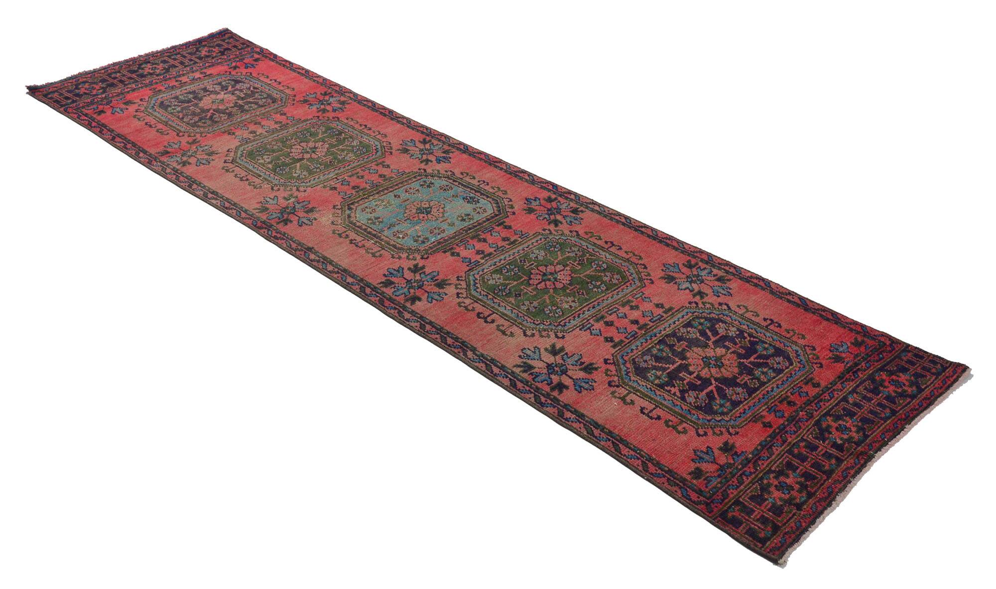 Tapis couloir vintage fait main – Anatolie, années 1950 – 305x94 cm