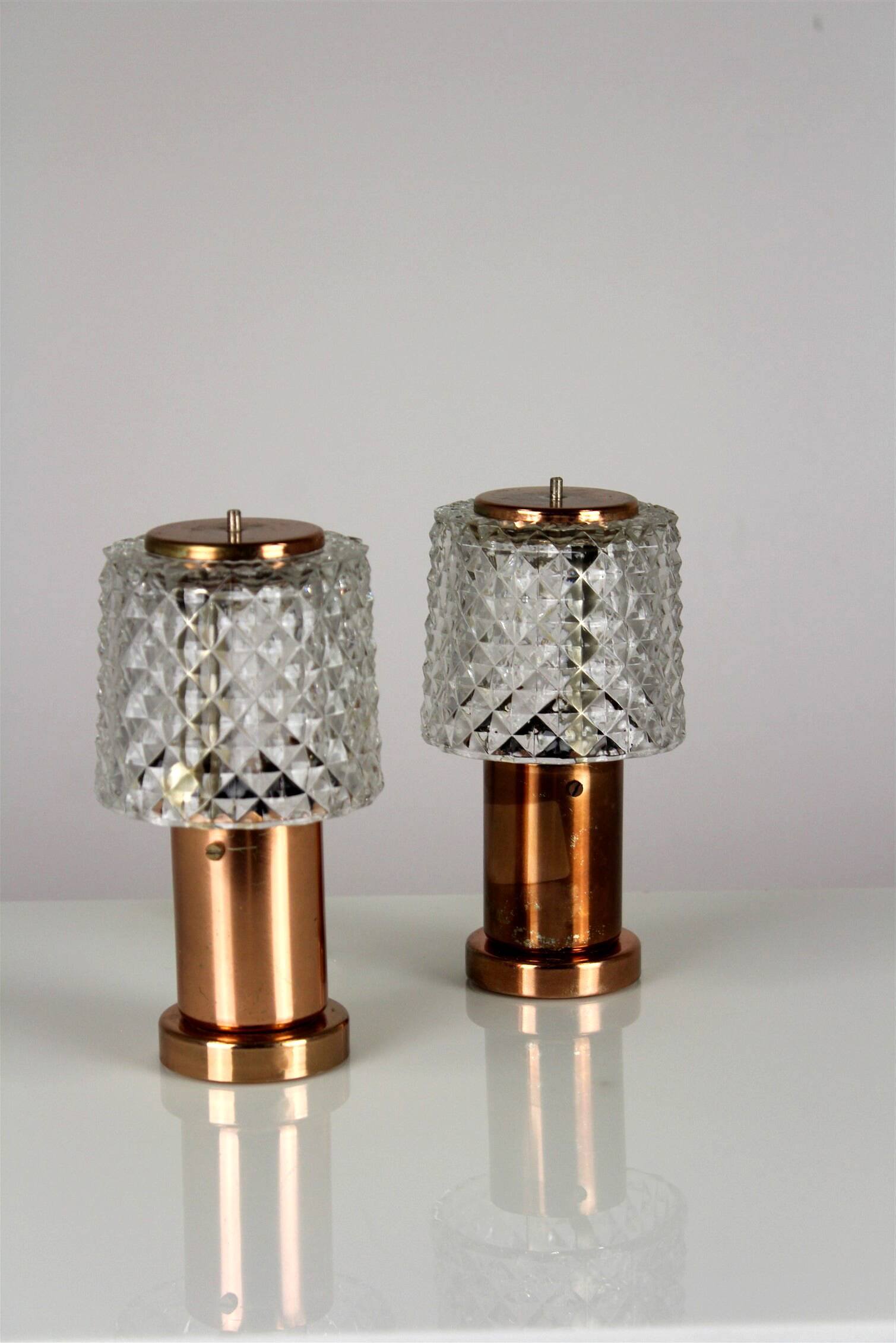 Copper Table Lamps from Kamenicky Senov, 1970s, Set of 2