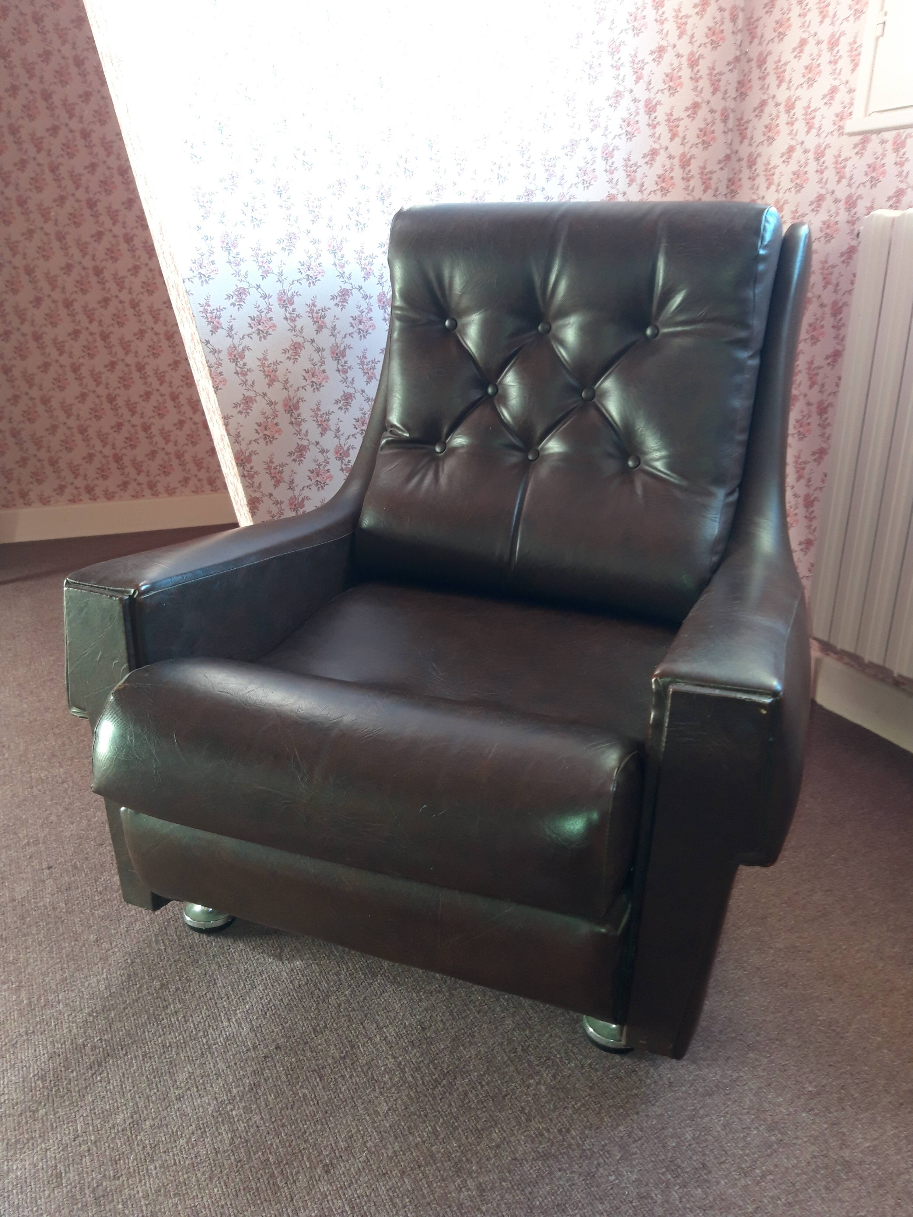 Fauteuil club vintage simili cuir