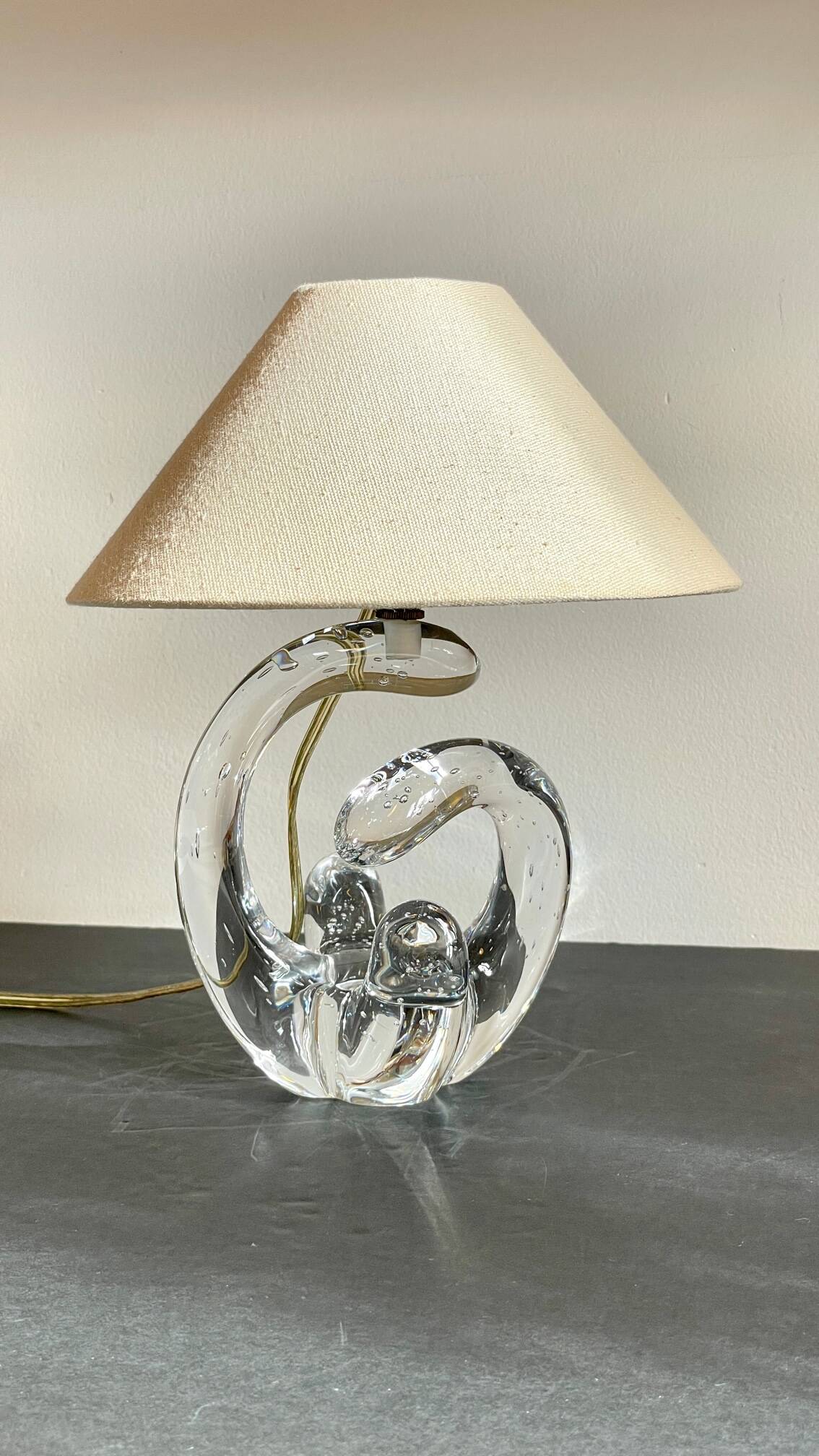 Lampe cristal art déco gravée Paris France