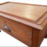 Table Basse Chevet avec Tiroir Ancien Petit Coffre en Teck Pièce d'Origine Inde