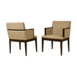 Pair of armchairs cube year 1960 fabric chiné beige restored. Sam SAM ref