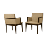 Pair of armchairs cube year 1960 fabric chiné beige restored. Sam SAM ref