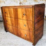 Art Deco chest of drawers in flambé walnut veneer circa 30's/ 40's