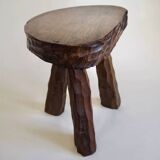 Pair of wooden tripod stools