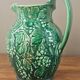 Vintage Wedgwood pitcher in green majolica - Vine and grape.