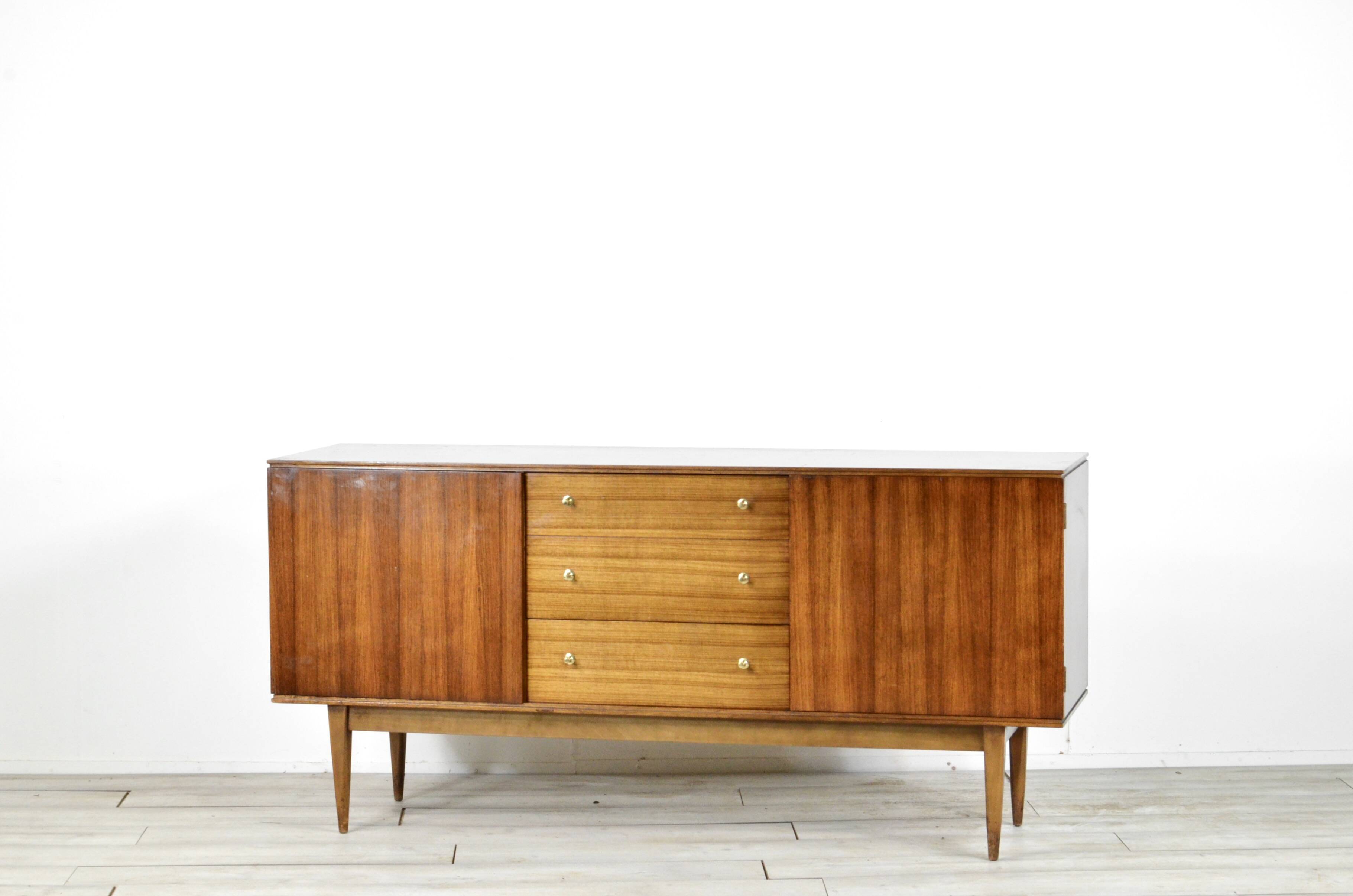 Midcentury 'wrighton' walnut and brass sideboard