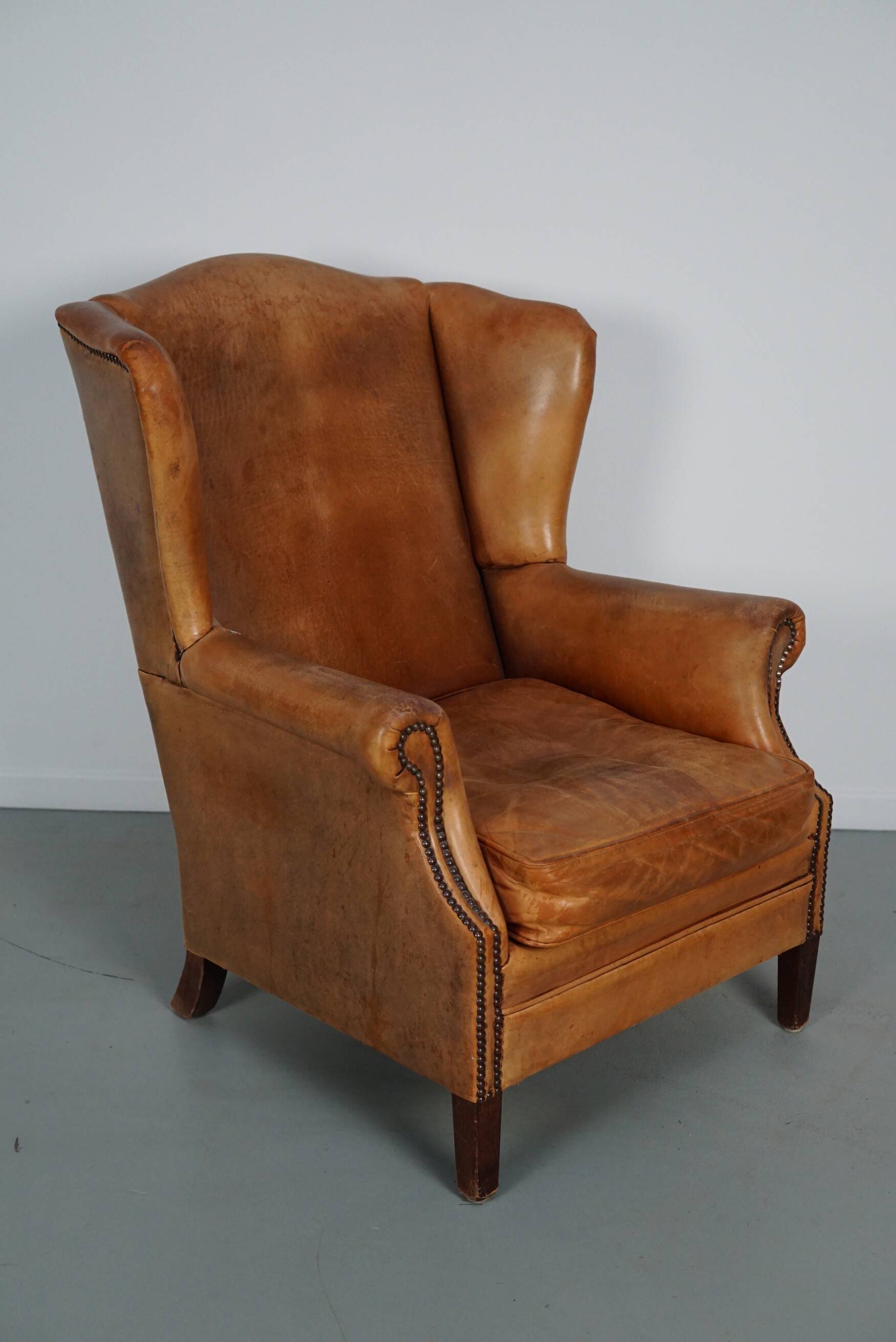 Vintage Dutch cognac coloured leather club chair