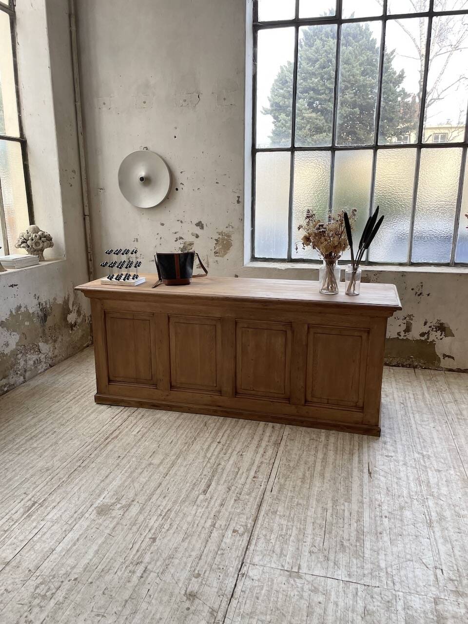 2m pine counter or central island with storage