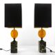 Pair of Maison Charles egg fractal resin and marble lamps