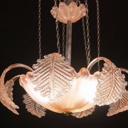 Pink Art Decò Barovier e Toso "Fountain" Pendant Light, Murano Glass, 1940s