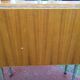 Vintage folding table with teak flaps said wallet with metal tubular base