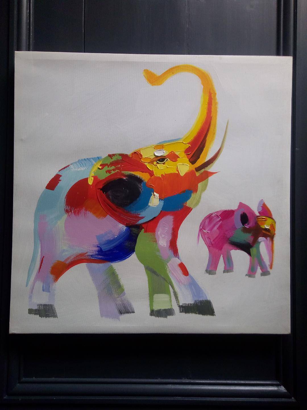 Oil on canvas elephant 58 cm x 58 cm