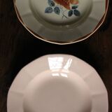 6 mismatched deep plates in floral colours from Digoin, Sarreguemines, Gien.