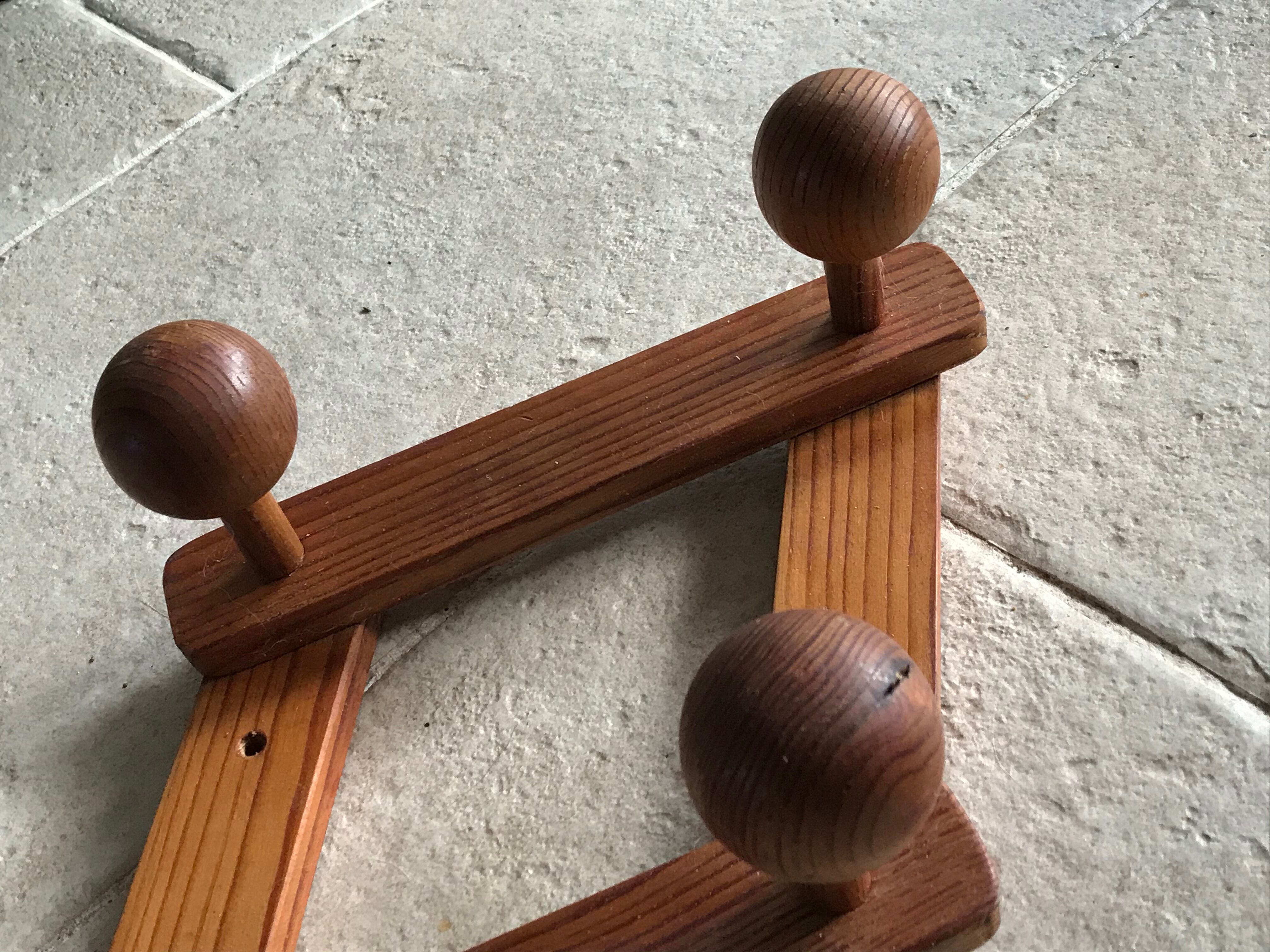 80's wooden extendable patère