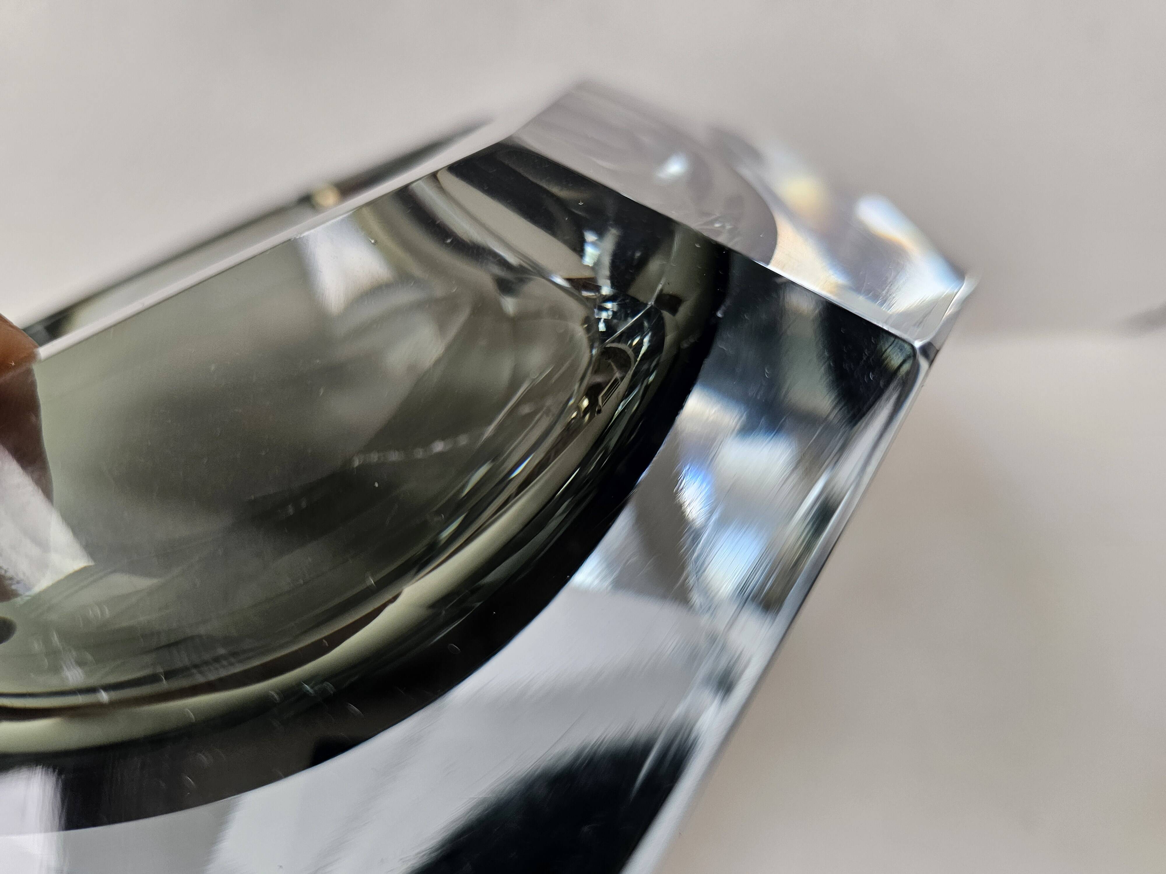 Murano glass Sommerso smoky grey and transparent empty pocket cup 20cm