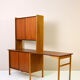 Scandinavian desk with bookcase and compartment with sliding doors