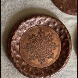 Set of three antique brass trays mamluk style late 19th century