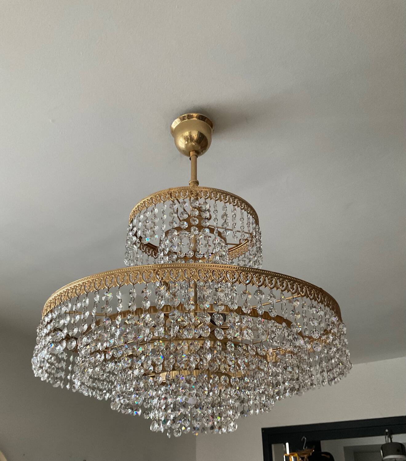 Vintage Crystal Tassel Cascade Chandelier