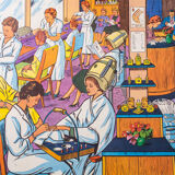 Poster school vintage No. 13 the hairdresser & No. 14 at the Baker - V. 2 - Editions M.D.I