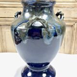 Old large sandstone vase signed Maure Lebret de Ligers Puisaye triple handles
