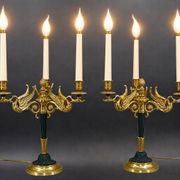 Flamboyant Pair of Candelabra/Chandeliers Solid Bronze Empire Style