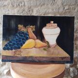 Oil on canvas still life with grapes