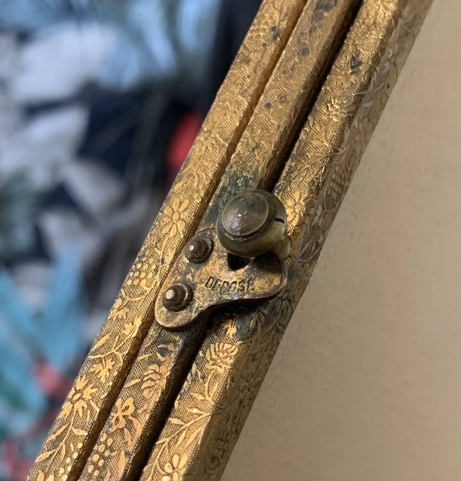 Vintage mirror 1900 triptych barber dressing table brass - 27 x 70 cm