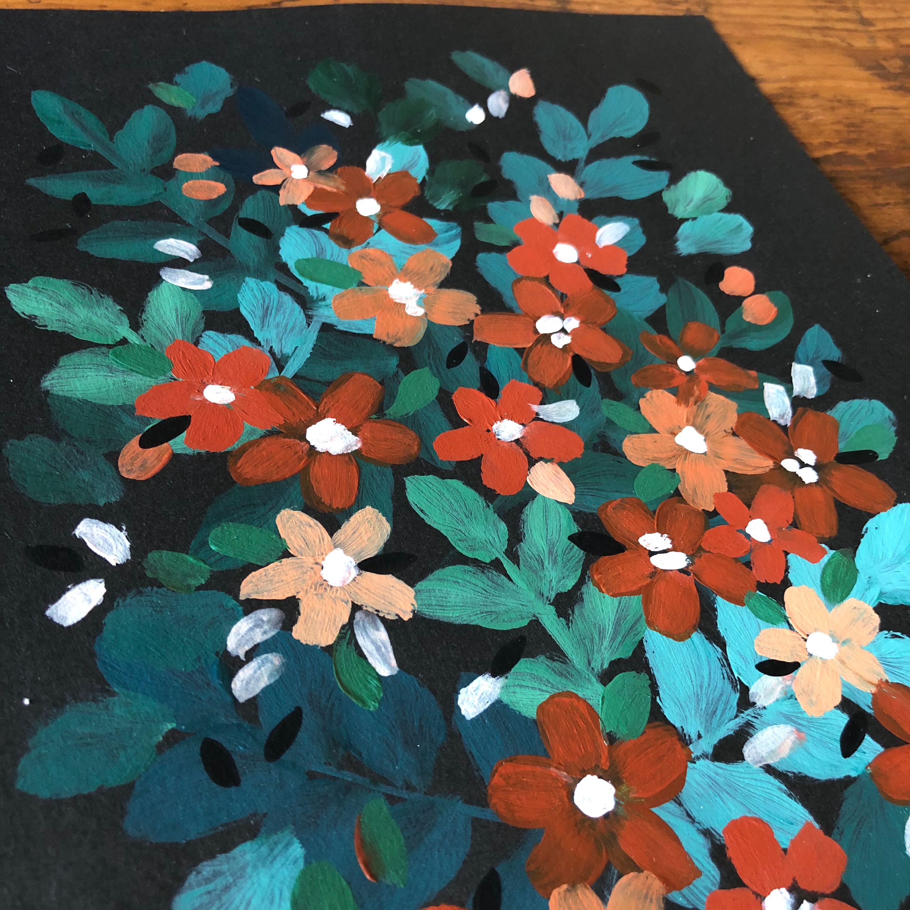 Peinture A4 Fleurs sanguines