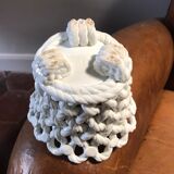 Braided white ceramic pot cover