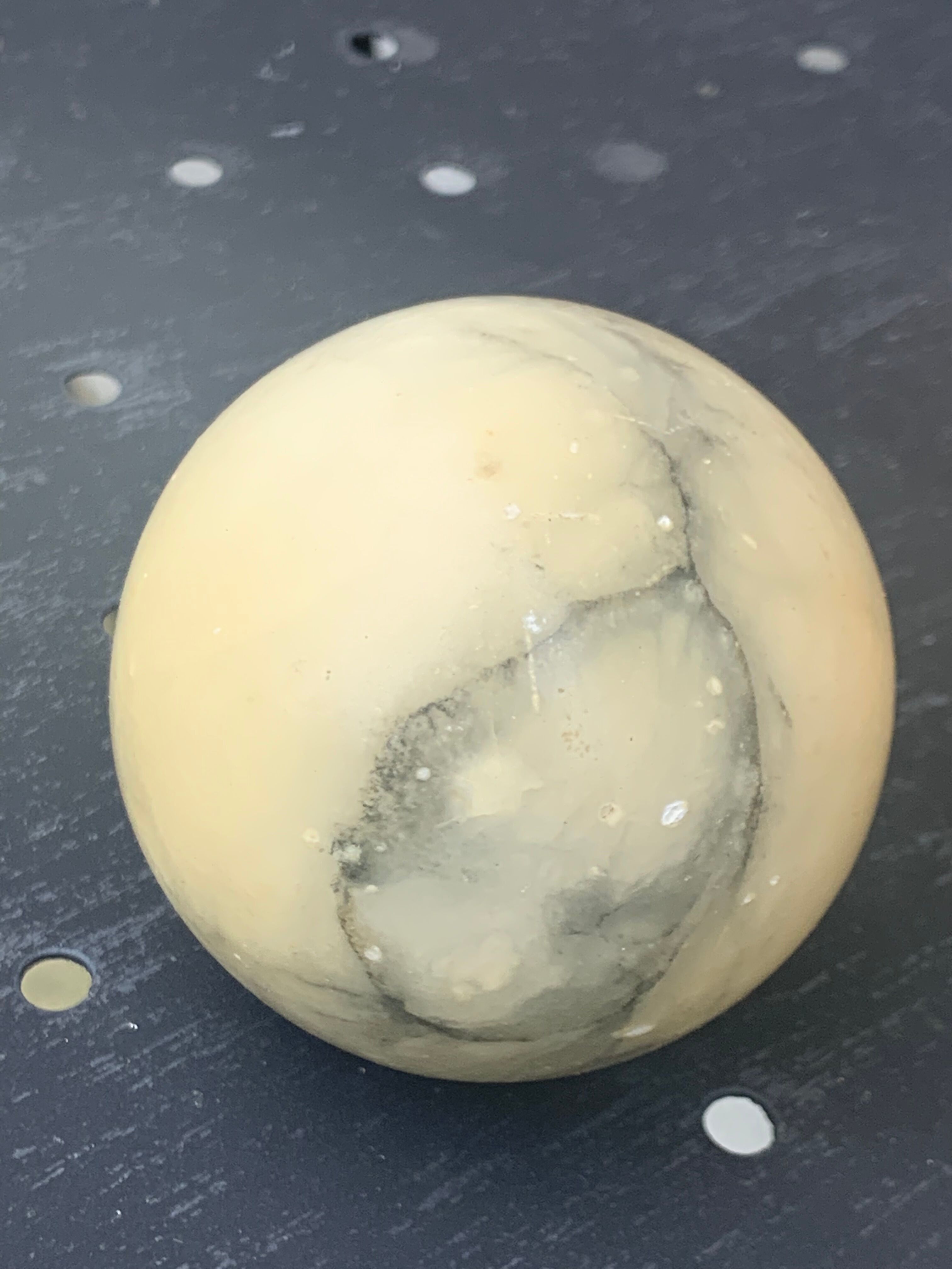 Sphere or ball in gray and vintage beige alabaster