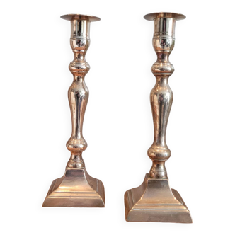 Pair of brass candle holders 01