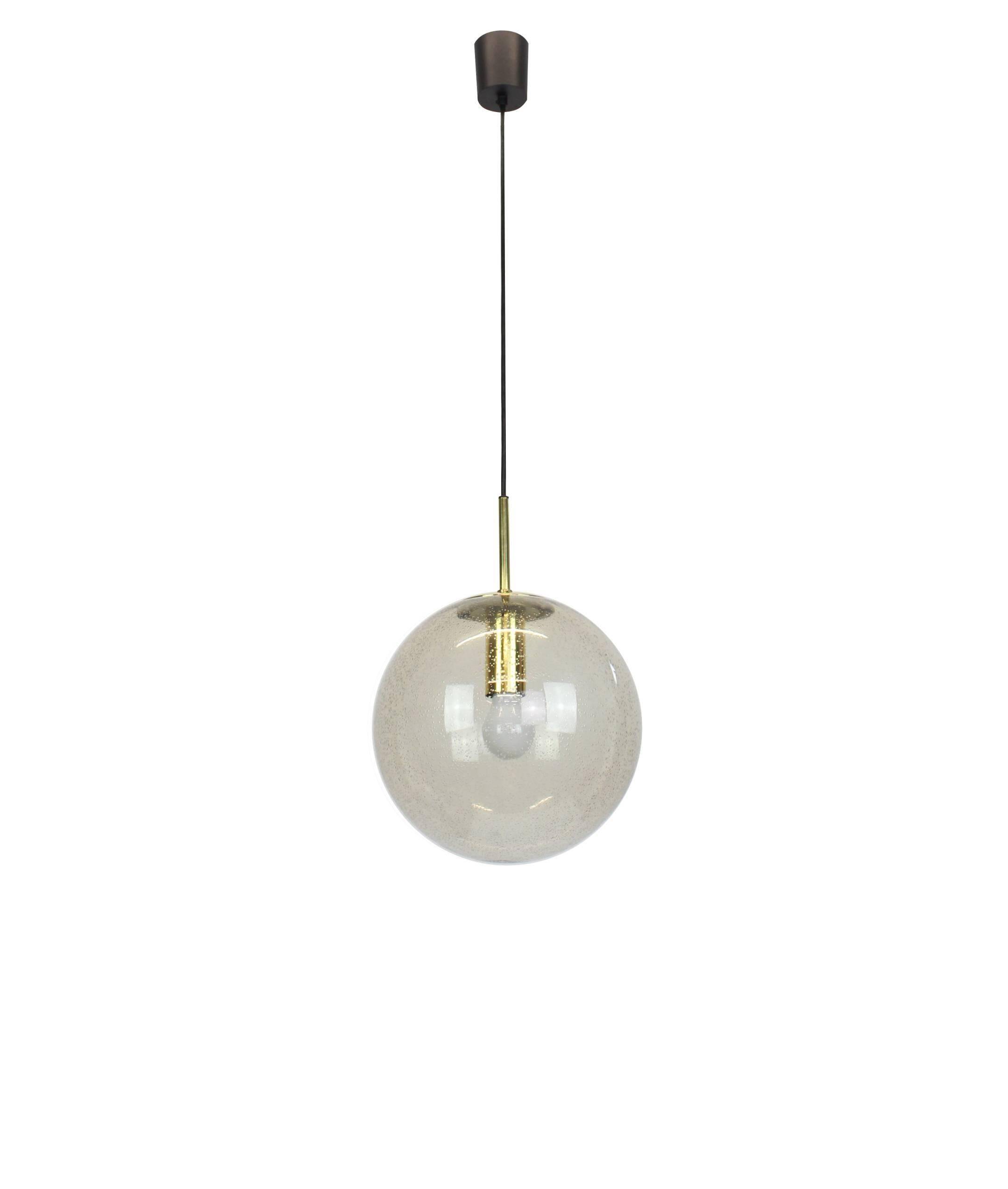 Limburg pendant light with smoked glass ball, Germany, 1970s