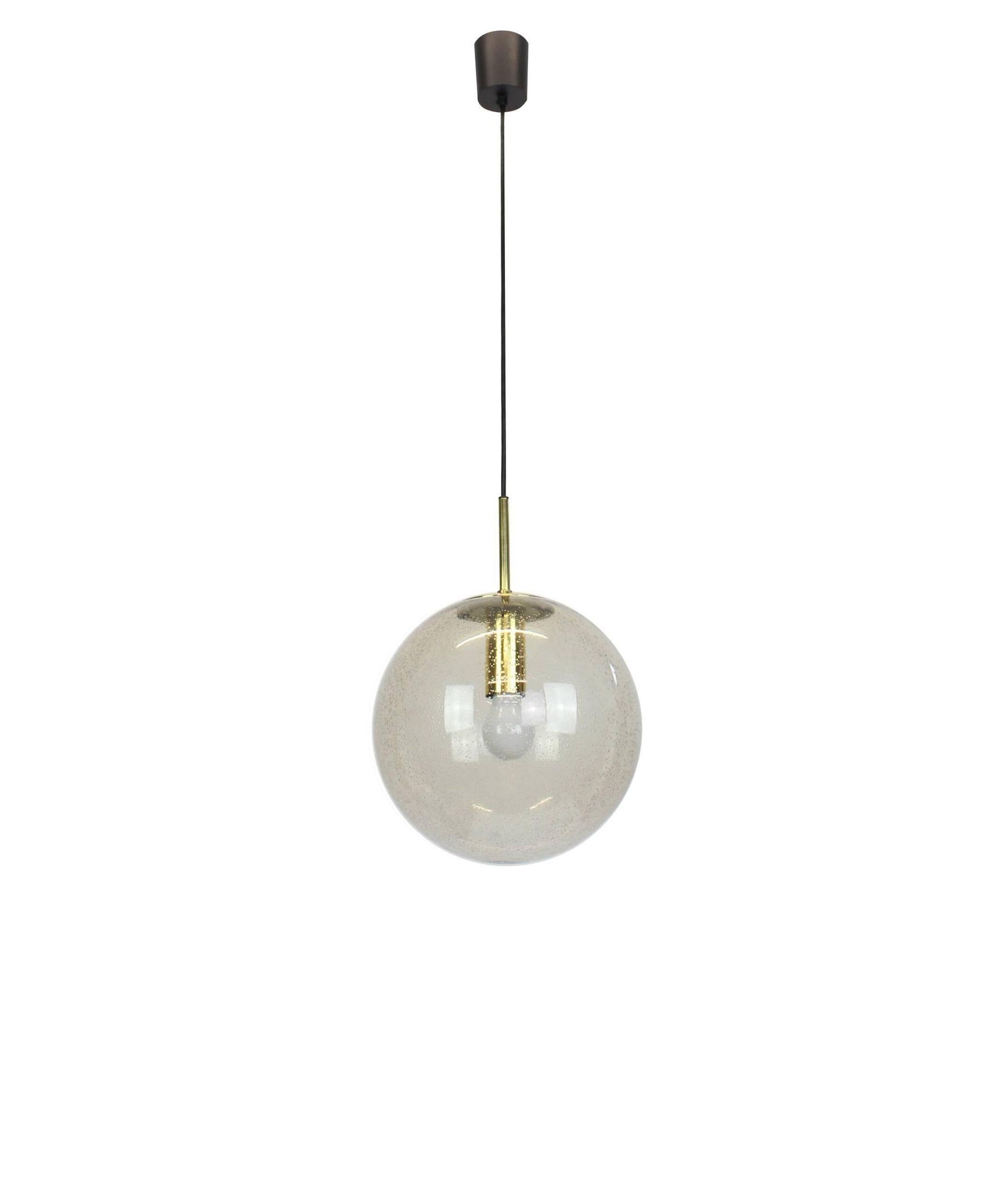 Limburg pendant light with smoked glass ball, Germany, 1970s