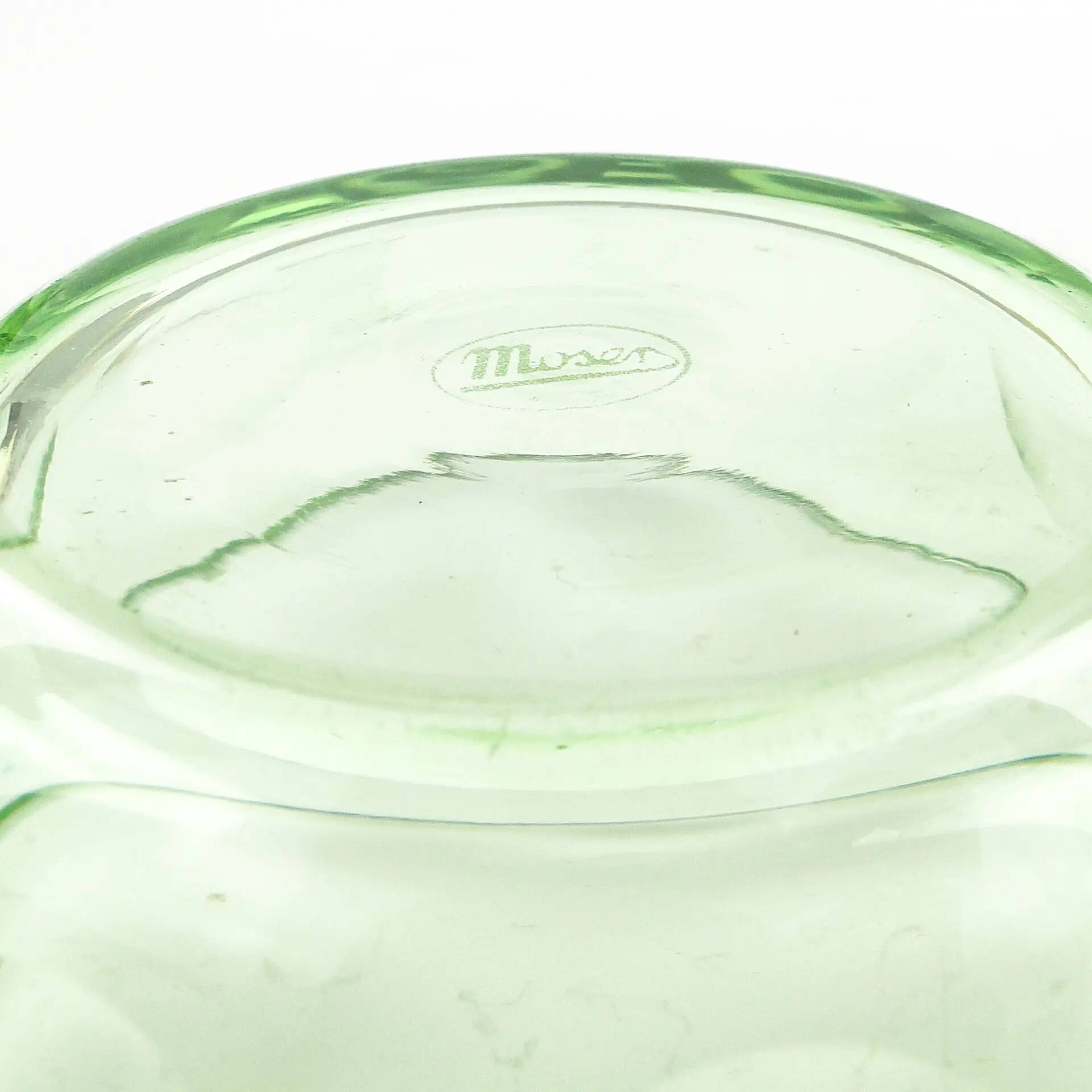 Art Deco bonbonniere, green crystal, Moser, Czechoslovakia, 1930s