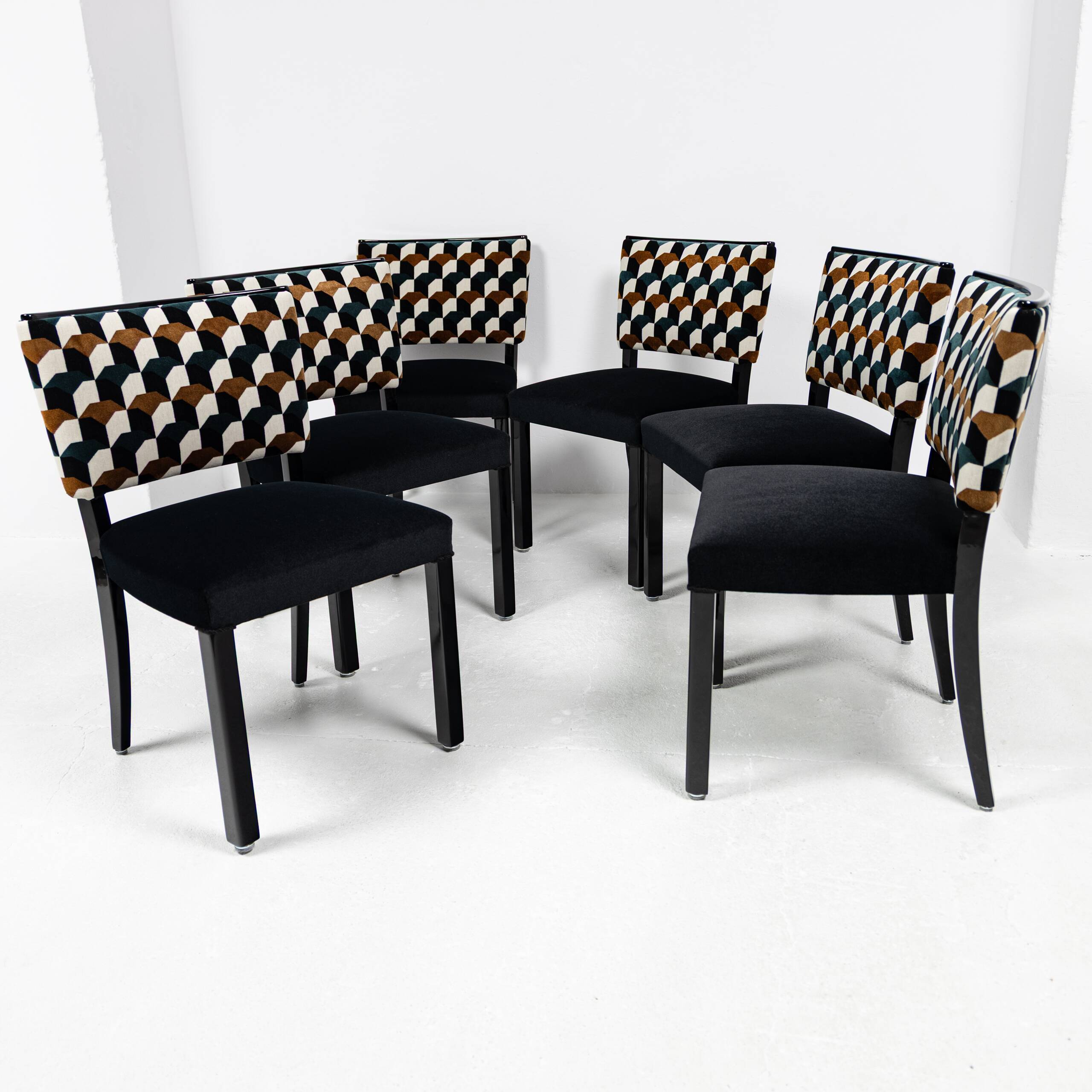 Art Deco modernist chairs in black beech, Alfons Kotschi - 1930-1940