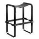 Kitchen stool, contemporary design, black smoked steel and black leather.