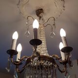 6-light hot air balloon chandelier with crystal pendants, late 19th century