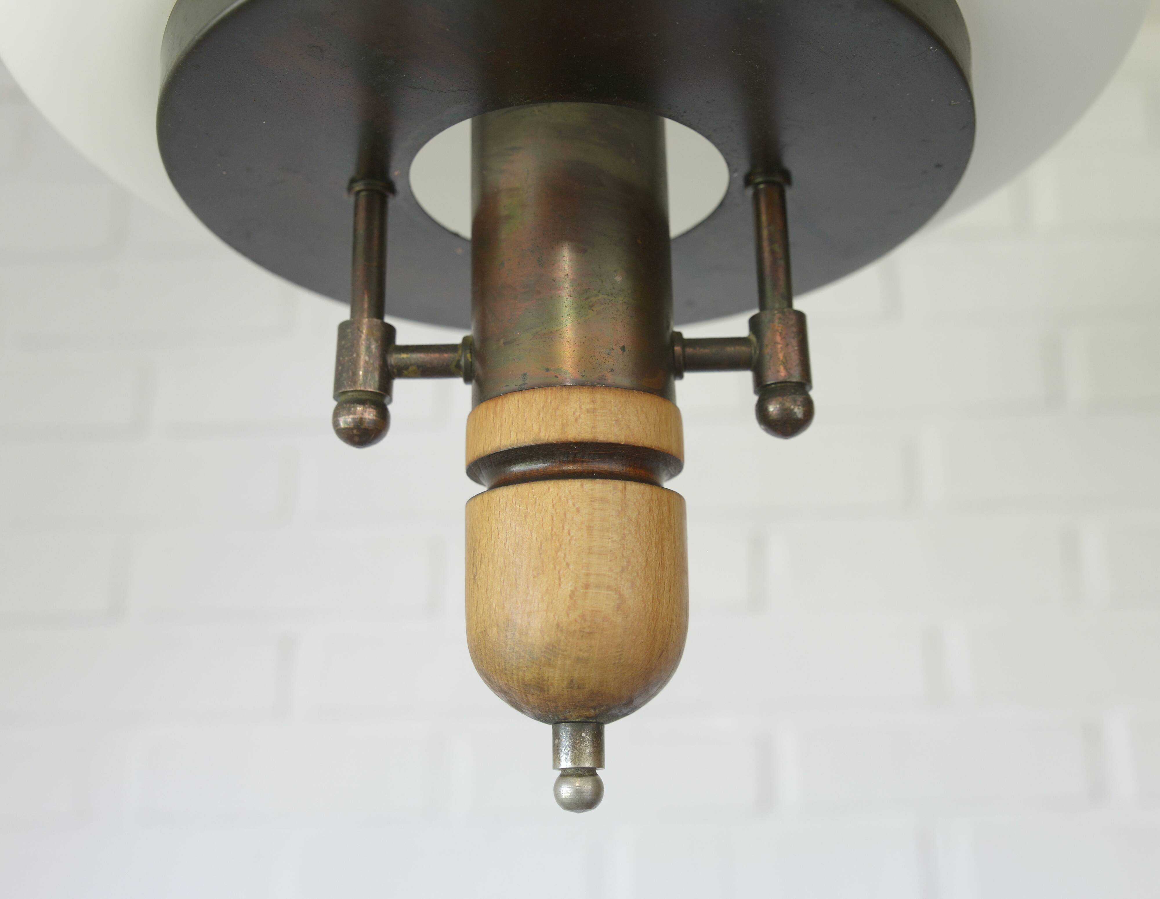 Vintage Lantern Pendant Light | Mid Century Opaline Glass Chandelier