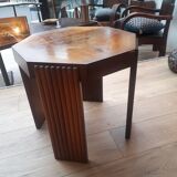 Octagonal side table in walnut veneer