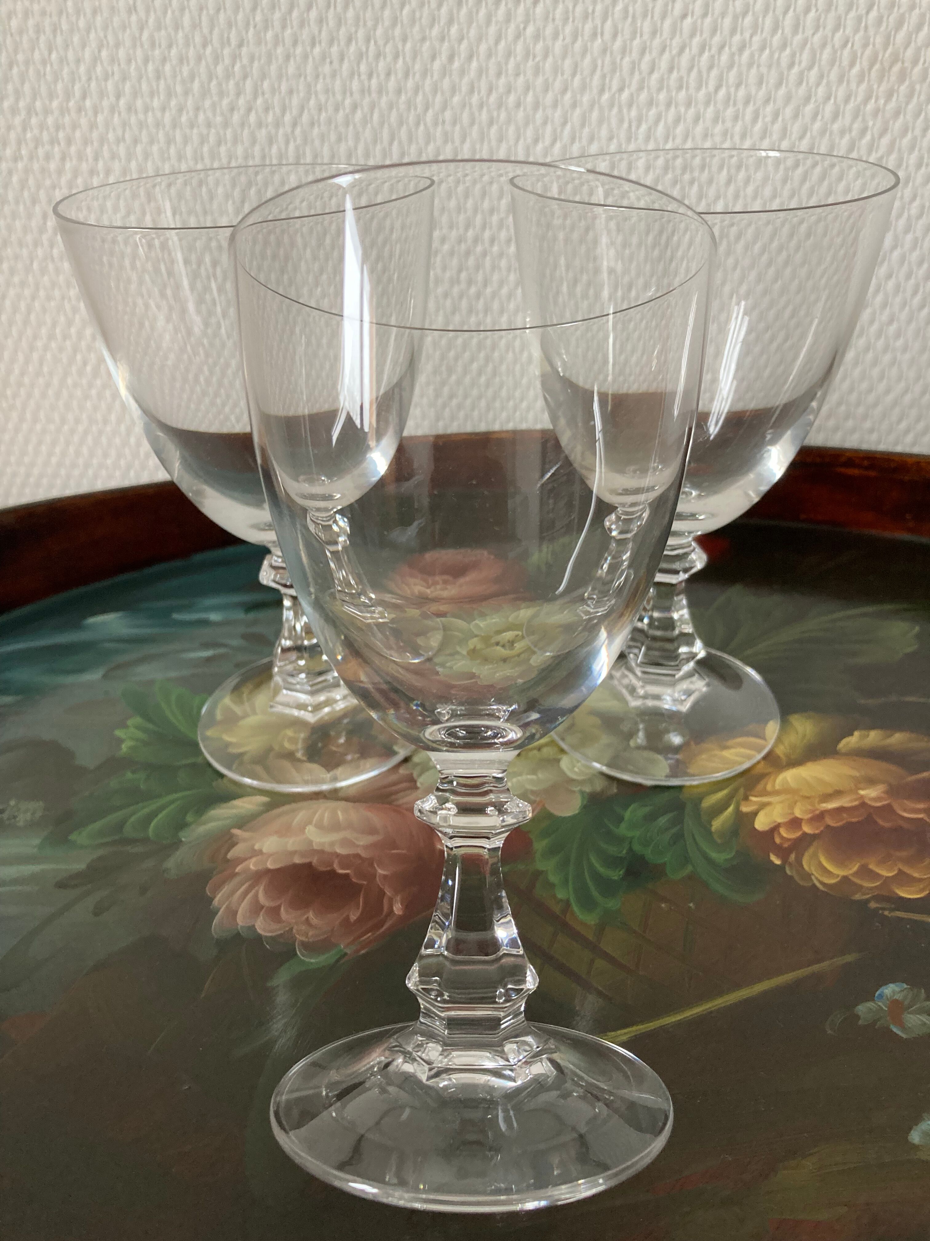 Ancient crystal foot glasses