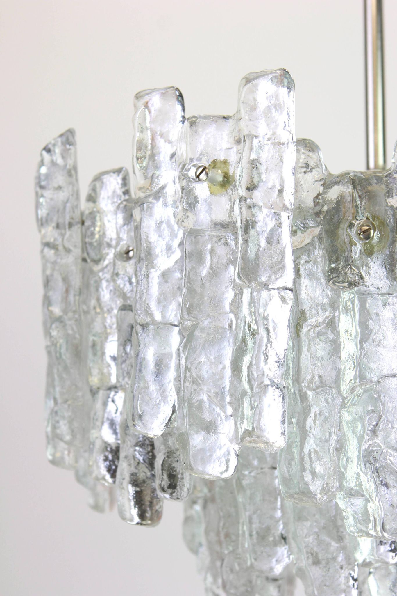Glass ice Murano chandeliers by Kalmar, Austria, 1960s