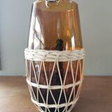 Service à orangeade vintage verre et osier
