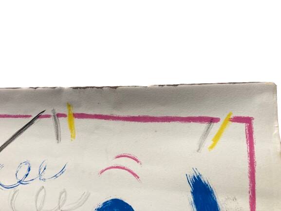 Technique mixte abstraite sur papier, signée Berry