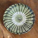 Onta-yaki ware - green and white ceramic teacup with saucer - japanese traditional handmade pottery
