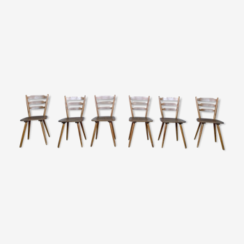 Série de 6 chaises scandinave ou bistrot en bois vintage