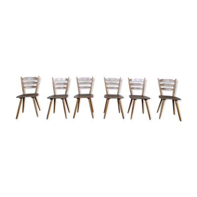 Série de 6 chaises scandinave ou bistrot en bois vintage